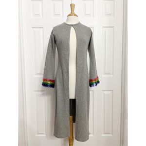 Carolyn Rowan x Stephanie Gottlieb Duster Gray Long Cardigan Sweater Rainbow